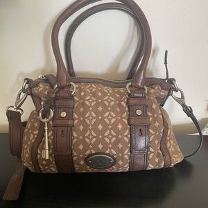 Vintage Fossil Maddox Canvas Leather Doctor's Bag